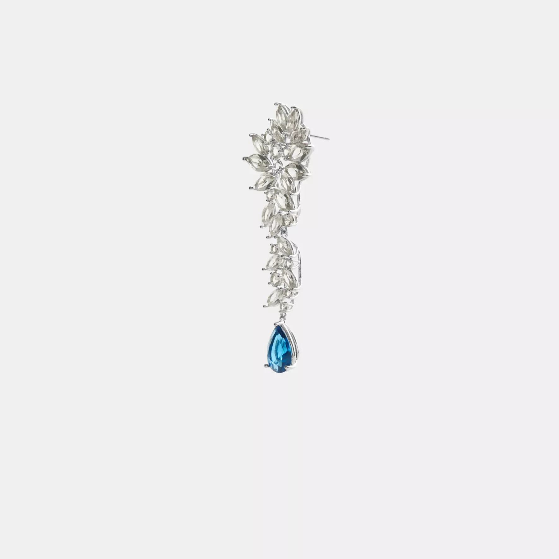 Statement Crystal Single Earring Silver/Blue