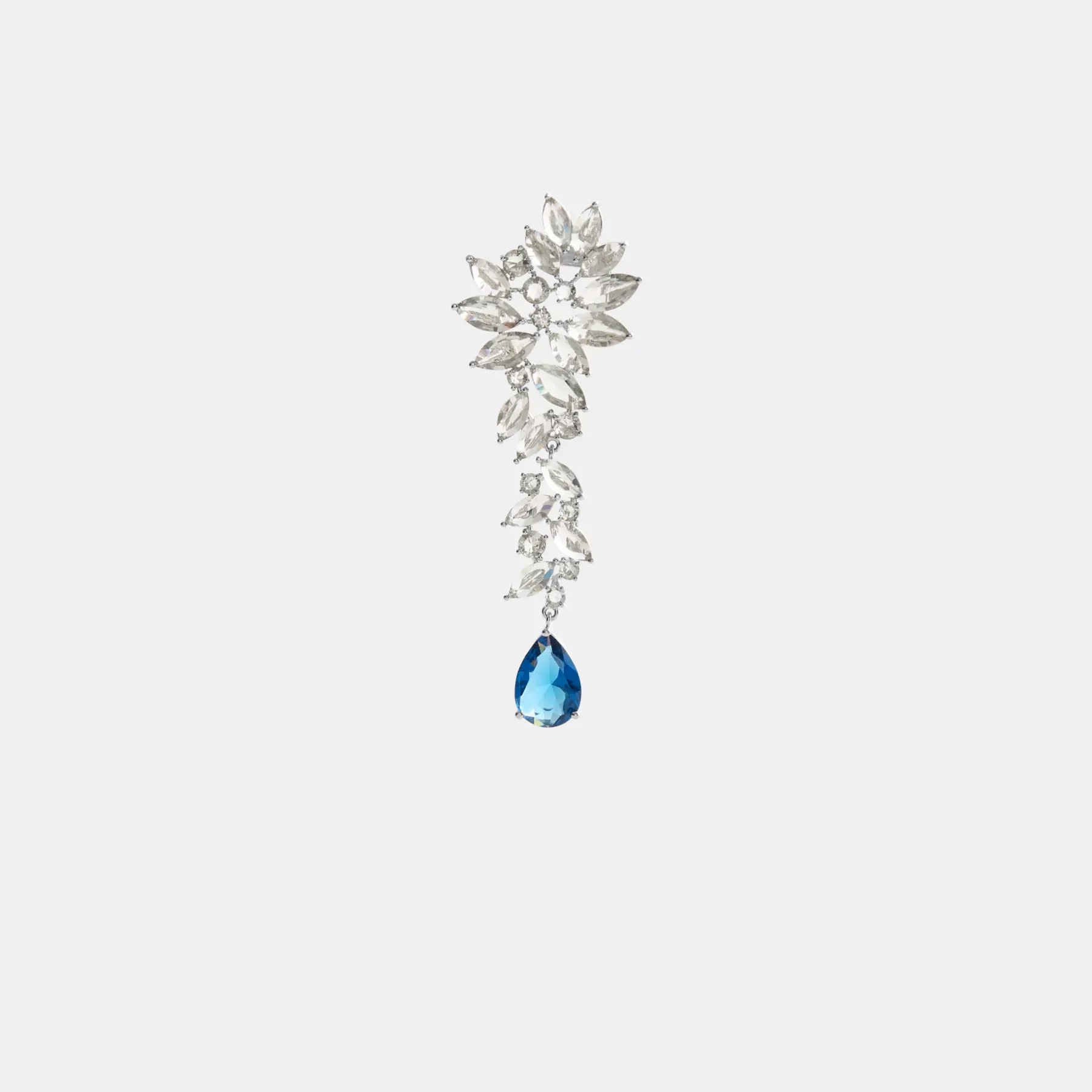 Statement Crystal Single Earring Silver/Blue