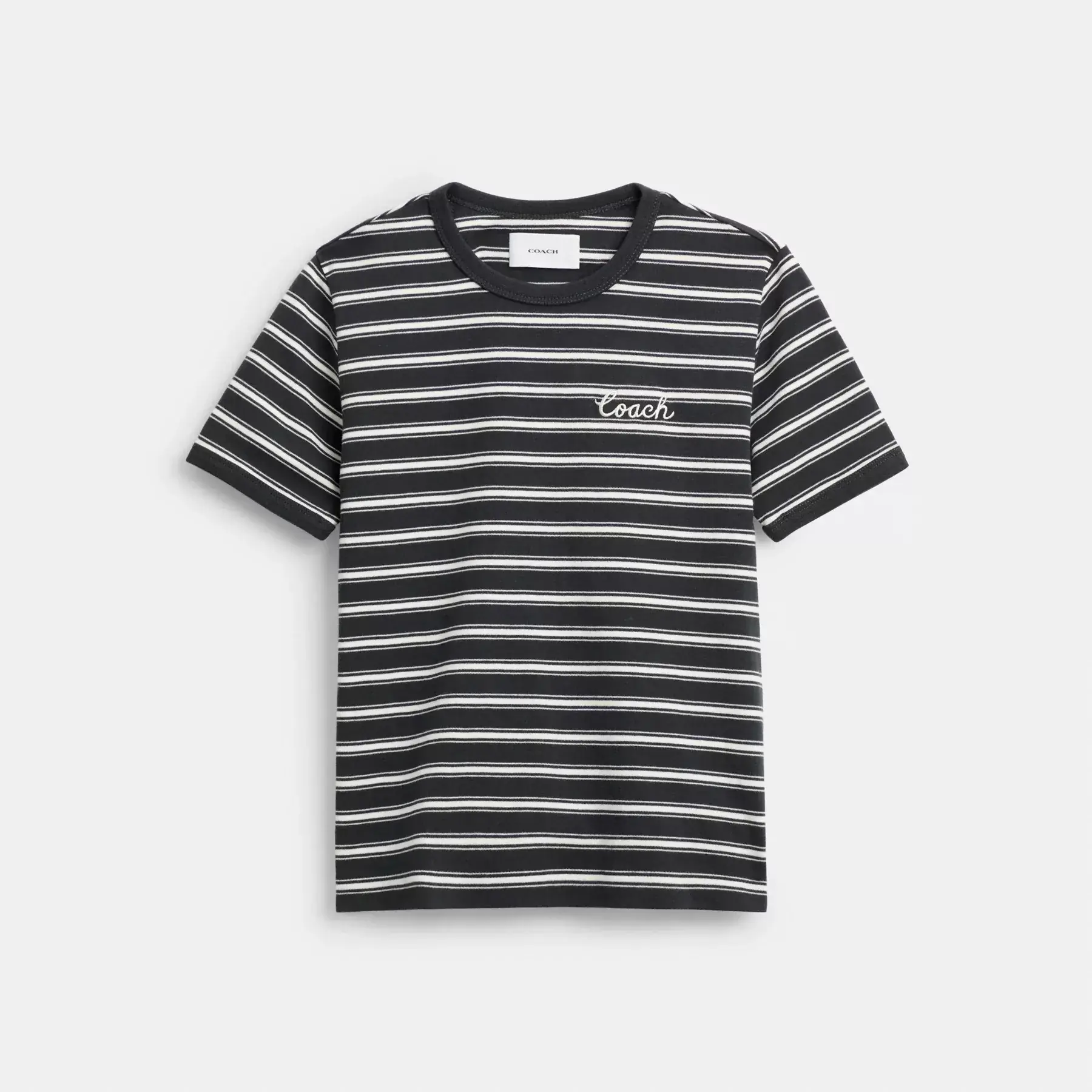 Striped Signature Ringer T-Shirt In Organic Cotton Black/White
