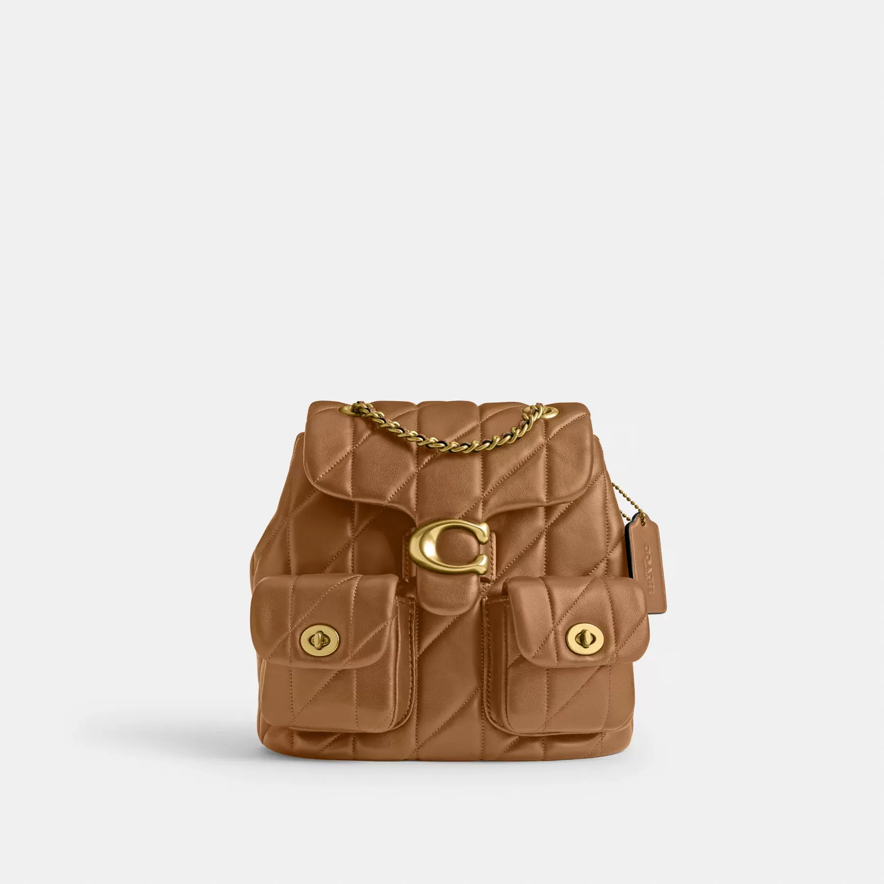 Tabby Backpack With Pillow Quilting Honey Brown