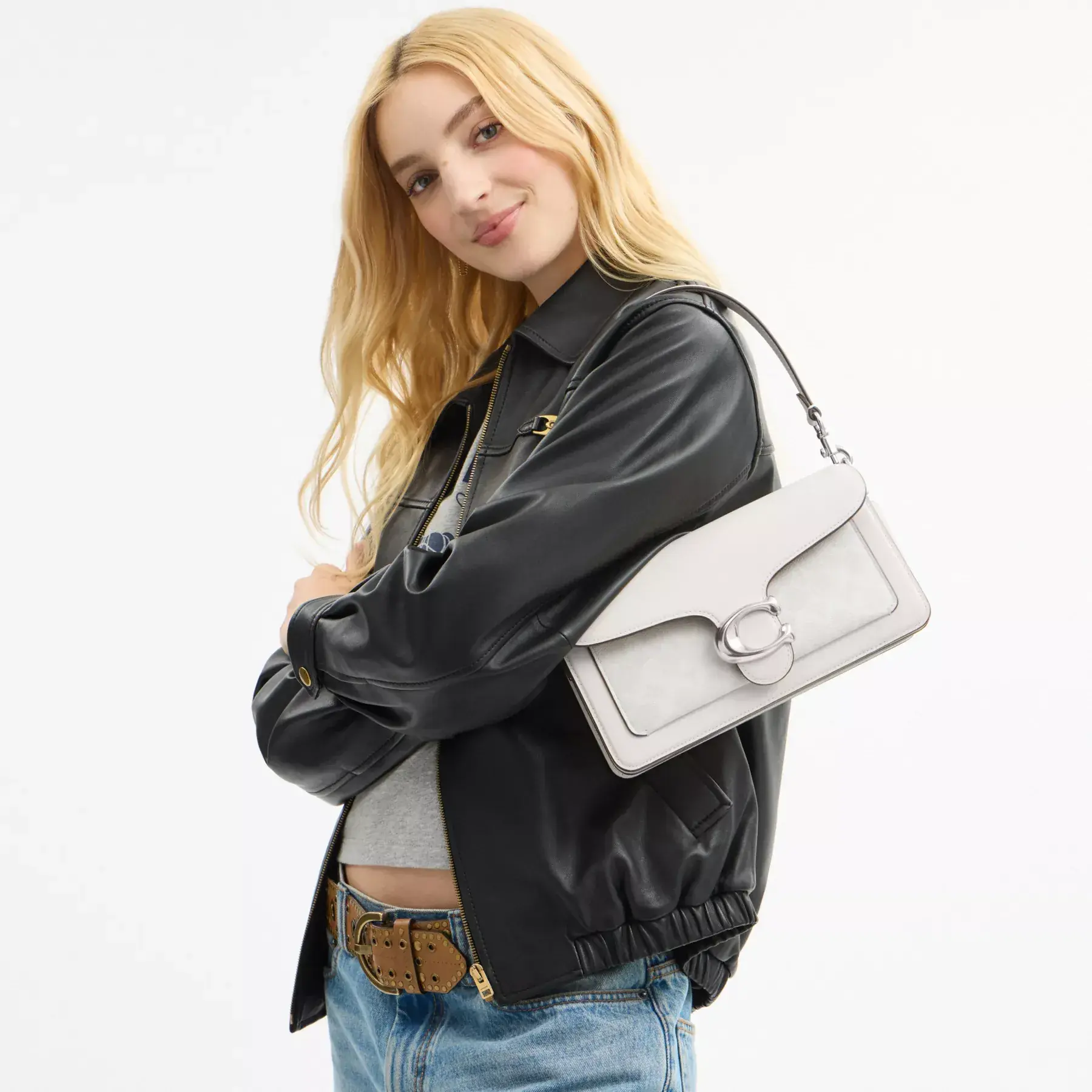 Tabby Shoulder Bag 26 In Signature Canvas White Chalk Tabby Shoulder Bag 26 In Signature Canvas White Chalk