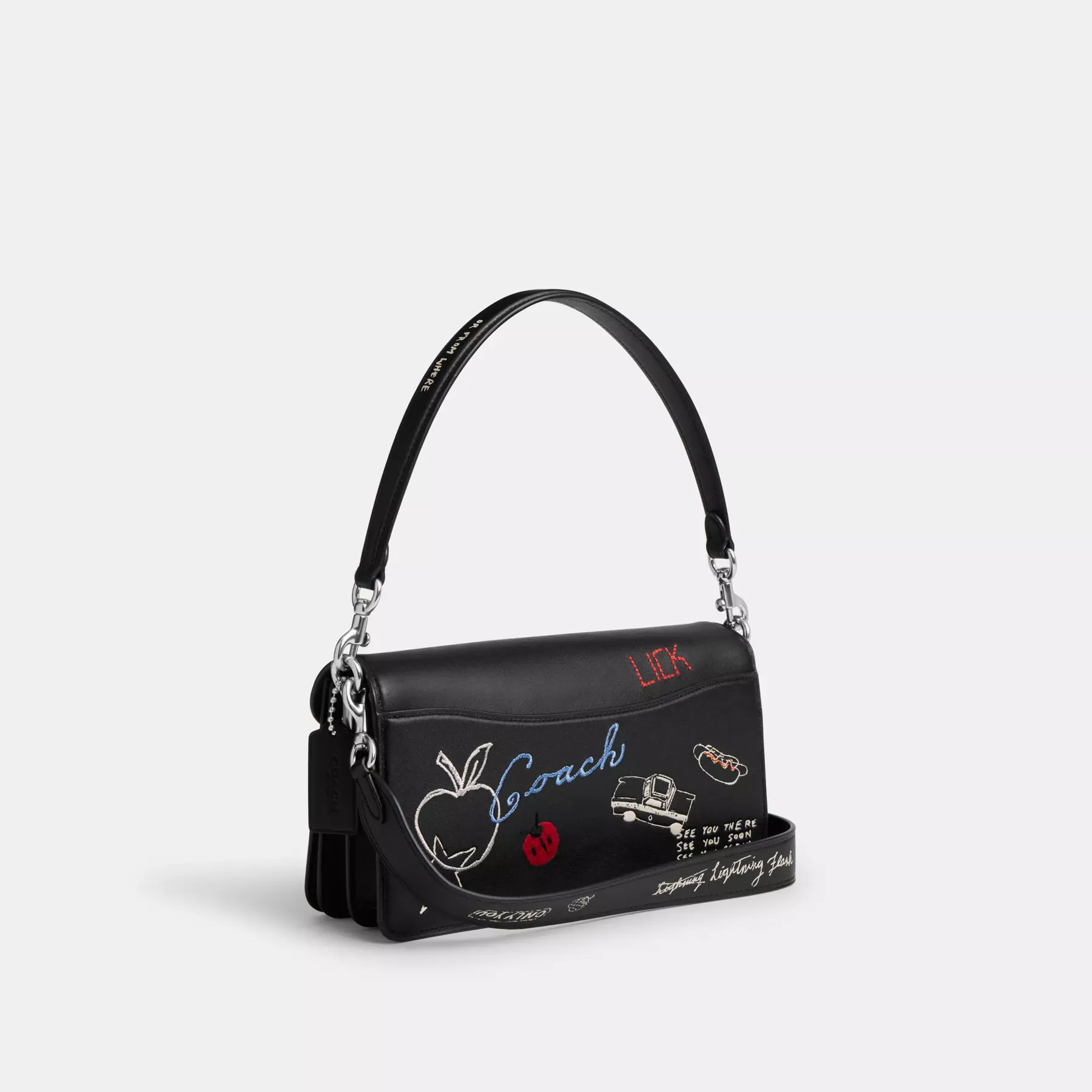 Tabby Shoulder Bag 26 With Sketch Print Black Multi