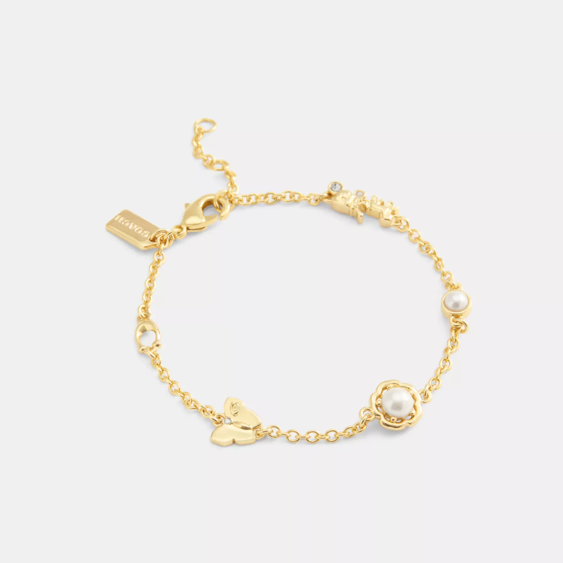 Tea Rose Pearl Linear Bracelet Gold/Pearl