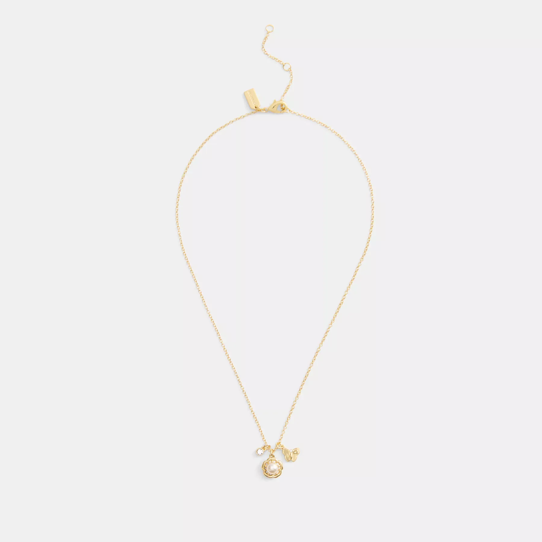 Tea Rose Pearl Necklace And Earrings Set Gold/Pearl Tea Rose Pearl Necklace And Earrings Set Gold/Pearl