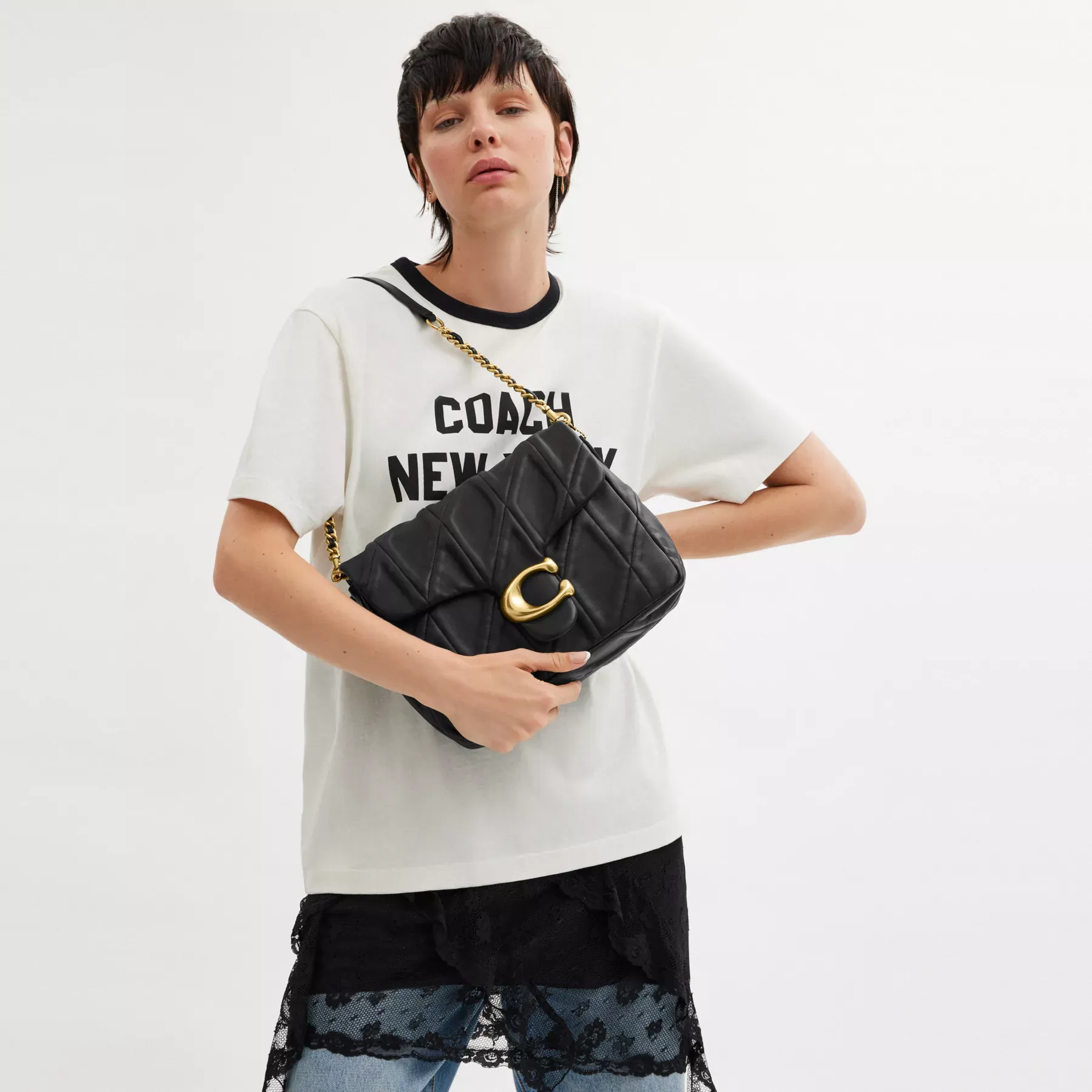 Times Square Tabby Shoulder Bag 26 With Quilting Black Times Square Tabby Shoulder Bag 26 With Quilting Black