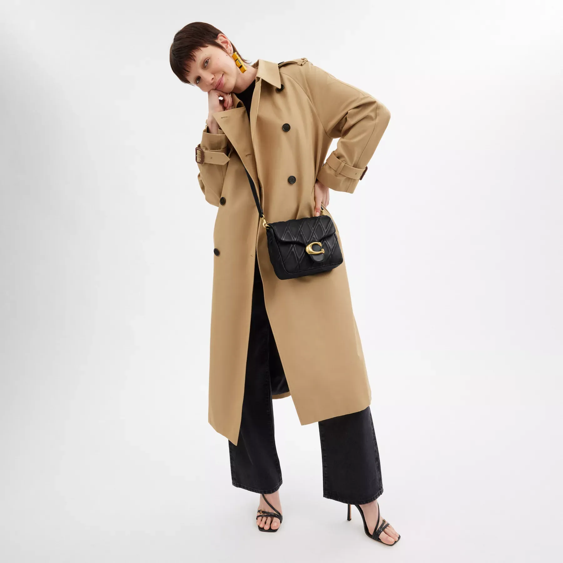 Times Square Tabby Shoulder Bag With Quilting Black Times Square Tabby Shoulder Bag With Quilting Black