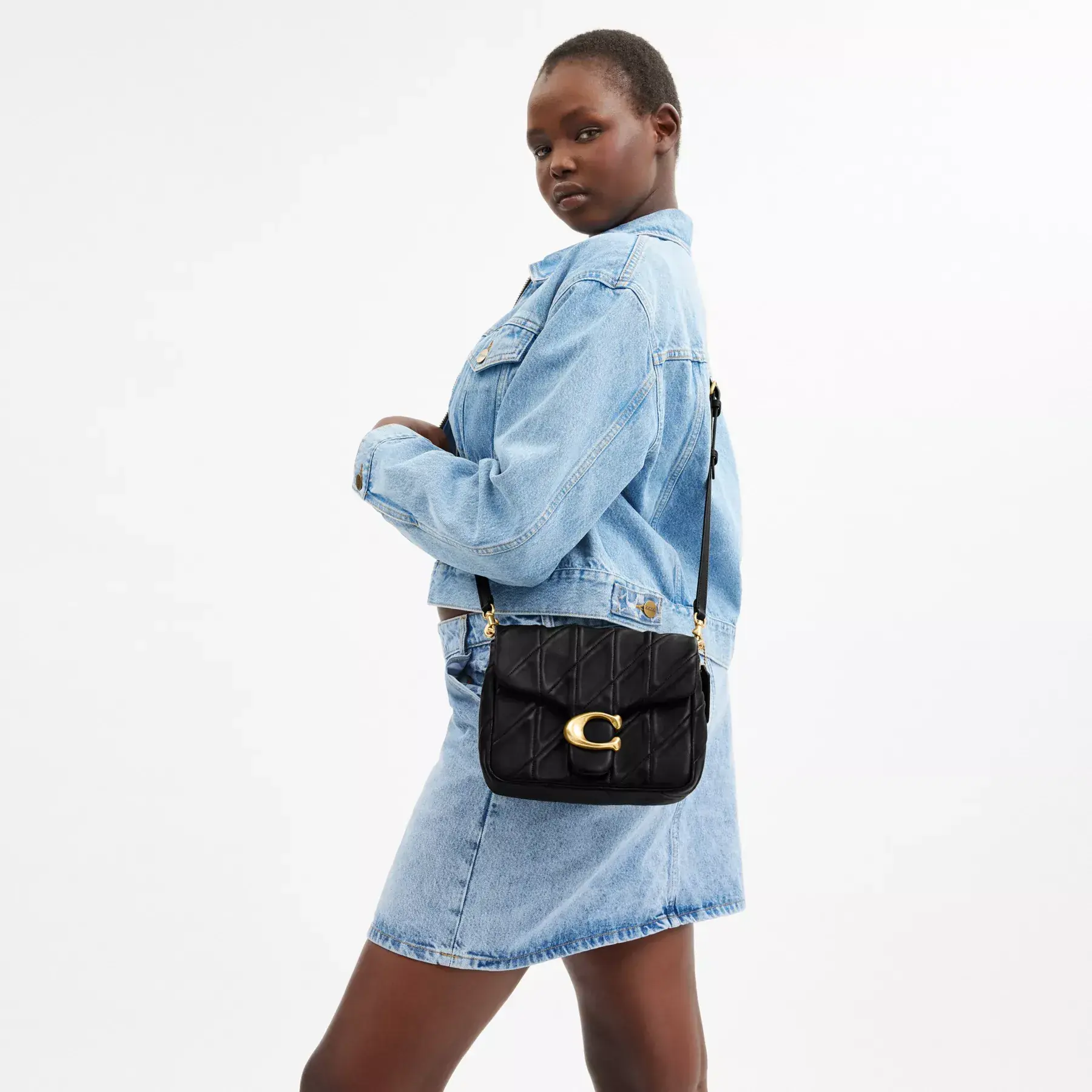 Times Square Tabby Shoulder Bag With Quilting Black Times Square Tabby Shoulder Bag With Quilting Black