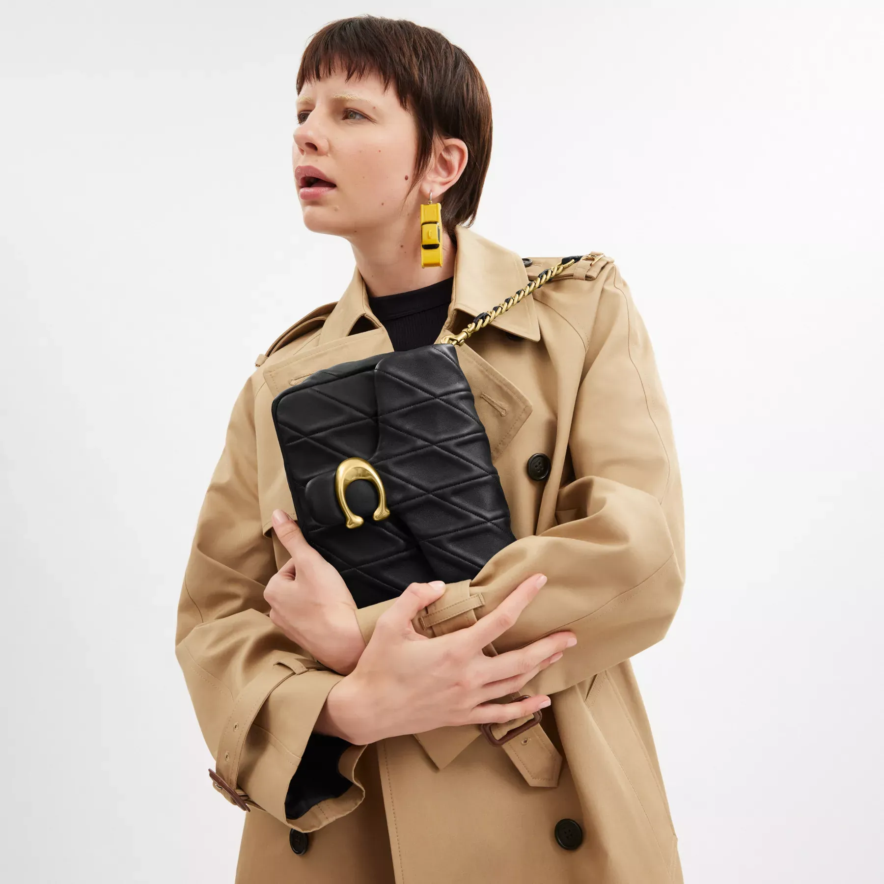 Times Square Tabby Shoulder Bag With Quilting Black Times Square Tabby Shoulder Bag With Quilting Black