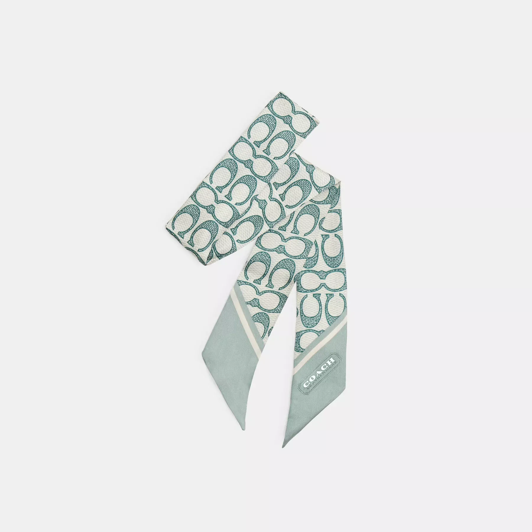 Vintage Signature Print Silk Skinny Scarf Sage