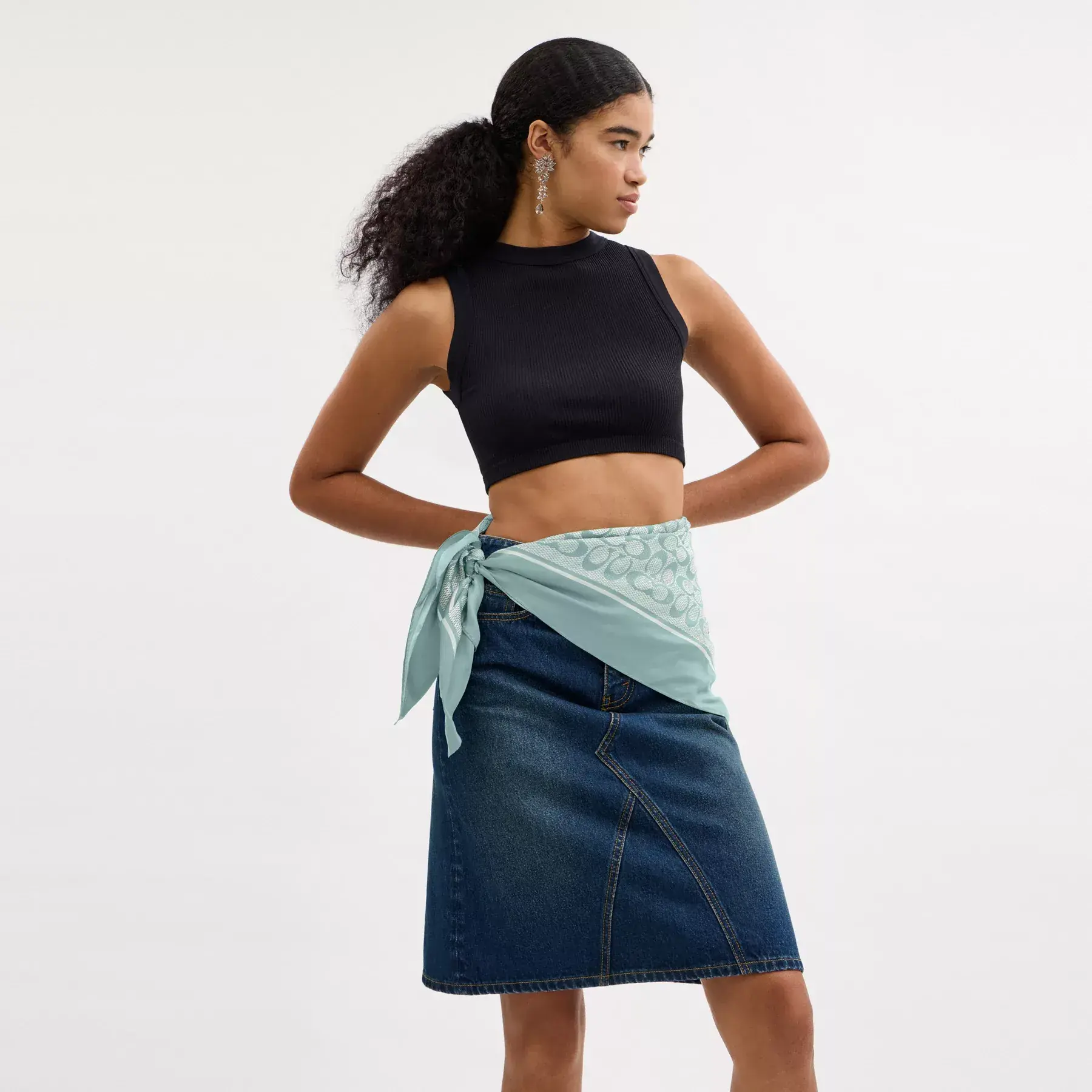 Vintage Signature Print Silk Square Scarf Sage