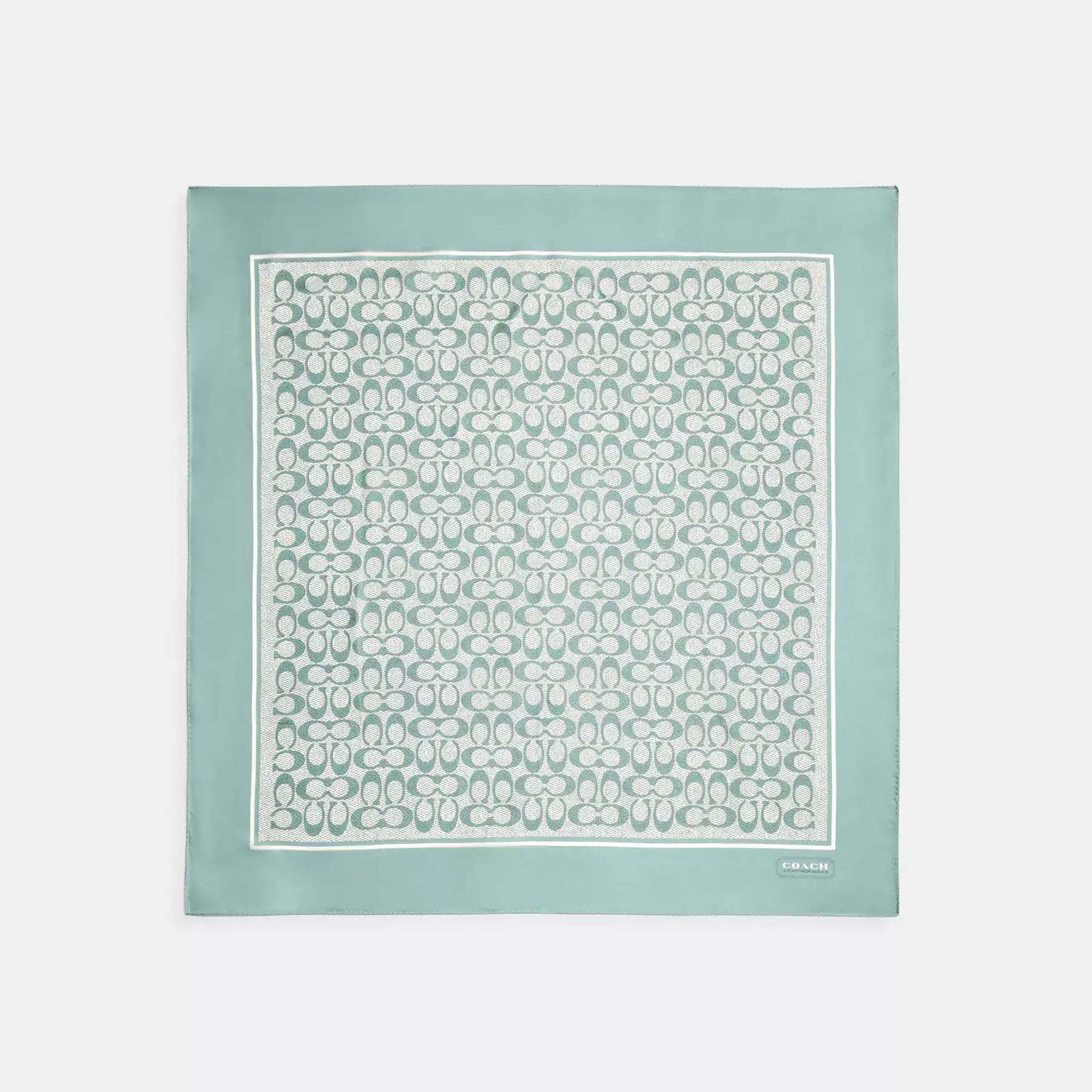 Vintage Signature Print Silk Square Scarf Sage