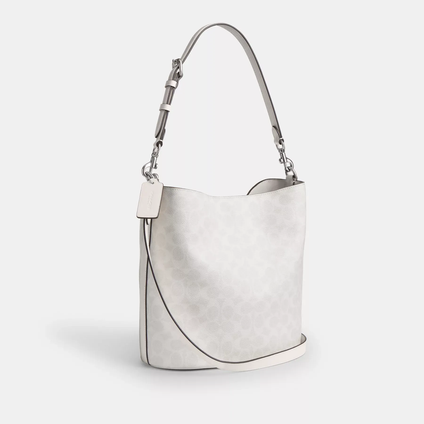Willow Soft Bucket Bag In Signature Canvas White Chalk