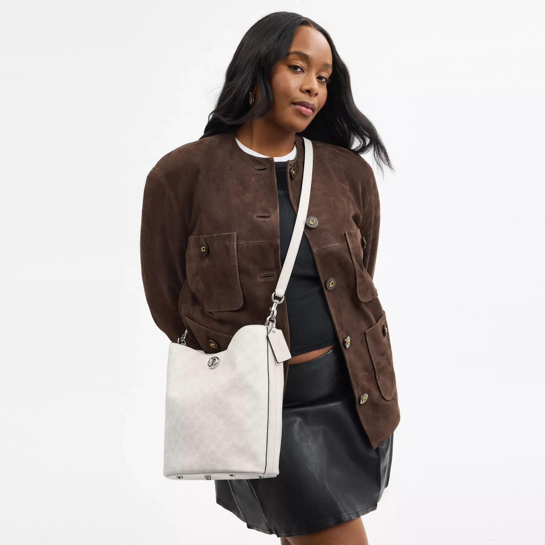 Willow Soft Bucket Bag In Signature Canvas White Chalk Willow Soft Bucket Bag In Signature Canvas White Chalk