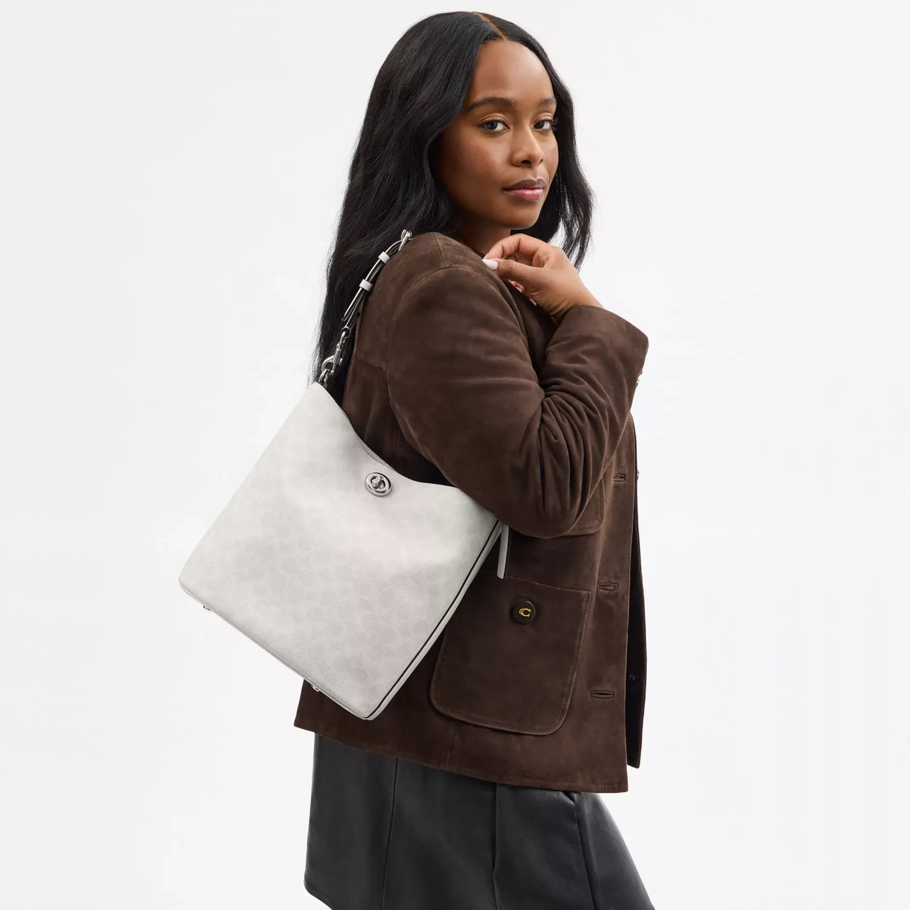 Willow Soft Bucket Bag In Signature Canvas White Chalk Willow Soft Bucket Bag In Signature Canvas White Chalk