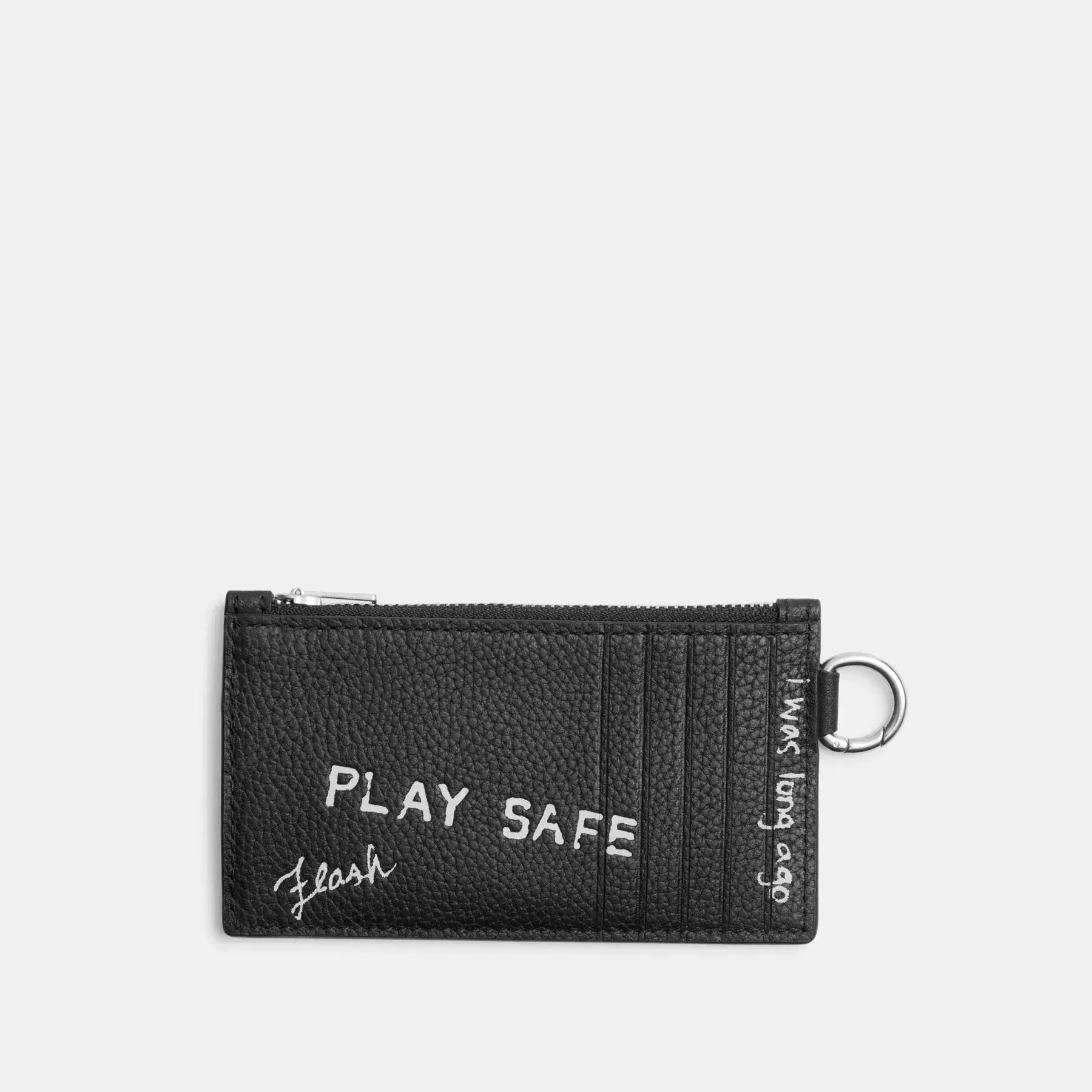 Zip Card Case With Sketch Print Black Multi
