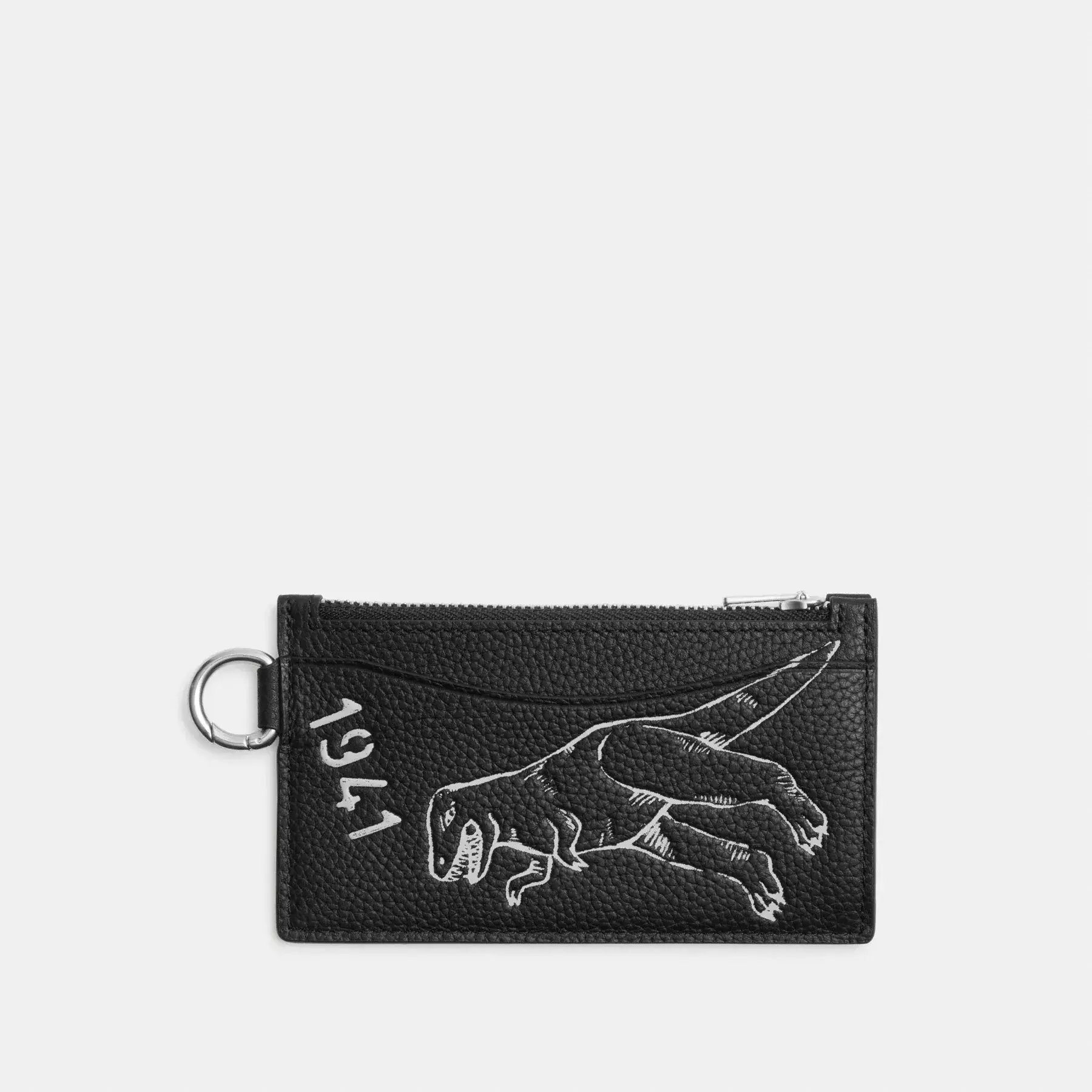 Zip Card Case With Sketch Print Black Multi